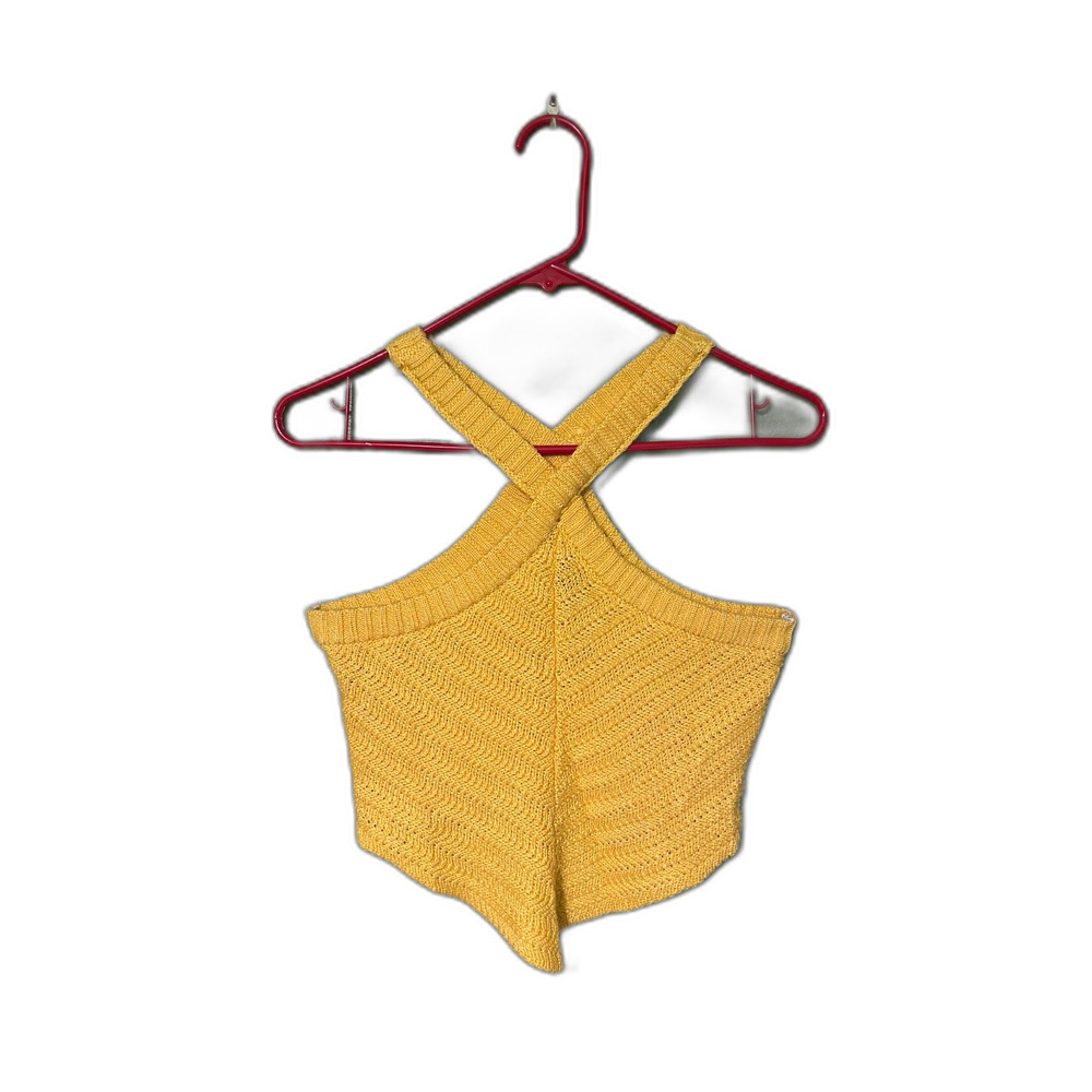 Windsor Yellow Knit Halter Crop Top